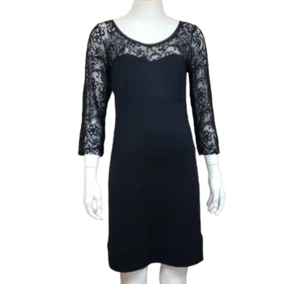 Free People Womens Black Lace Sheath Dress Size Large Open Back Sheer
